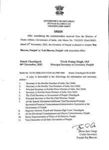 Punjab Raj Bhavan renamed