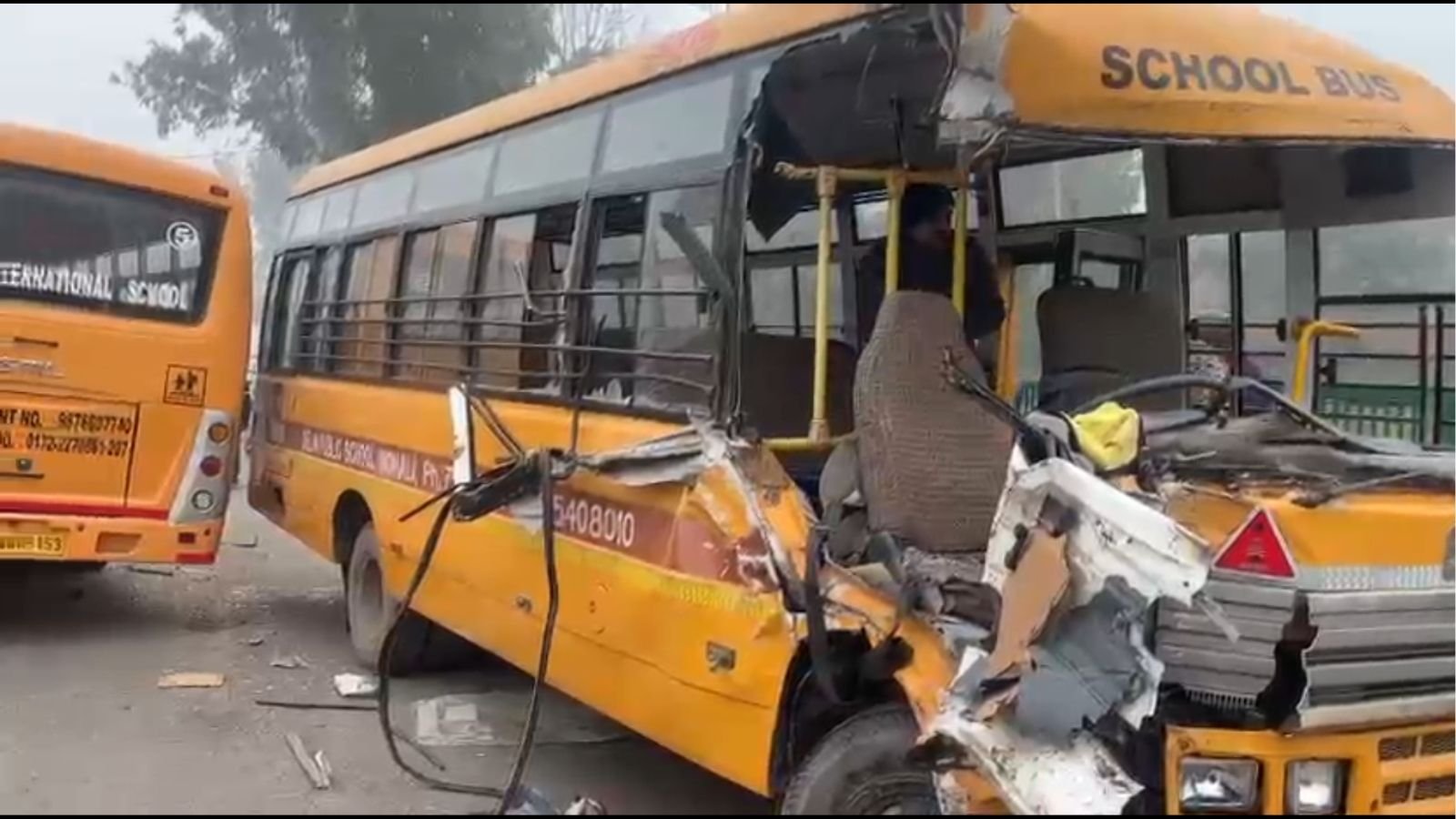 Mohali bus accident, Kurali Chandigarh Highway accident, school bus collision Punjab, fog accident Mohali, Punjab weather fog update, Chandigarh flights affected by fog